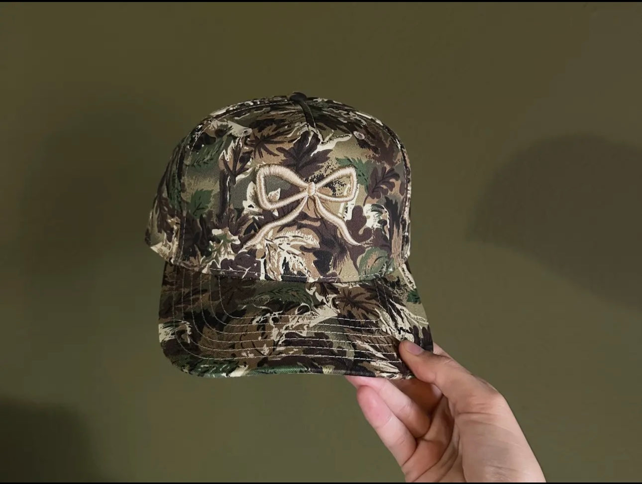 Camo Bow Hat - Cream