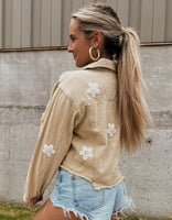 Daisy Baby Denim Embellished Crop Jacket *Tan*