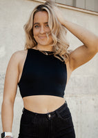 The Best Waffle Crop Top *Black*