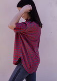 Oversized Cool Girl Chic Red Heather Button Up