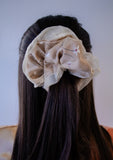 Dual Fabric Floral Jumbo Scrunchie *Tan*