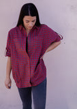 Oversized Cool Girl Chic Red Heather Button Up