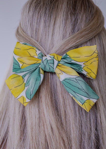 Spring in the Bahamas Bow Barrette - Yellow