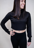 Dream State Ribbed Turtle Neck Crop Top *Black*