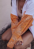 Bad & Bougie Bandana Button Up *White & Orange*