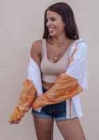 Bad & Bougie Bandana Button Up *White & Orange*