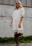 The Perfect Pool Dress - Ivory with Deep Green Stripes