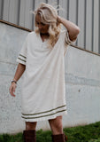 The Perfect Pool Dress - Ivory with Deep Green Stripes