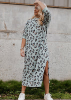 Lets Lounge Leopard Maxi Dress *Blue Grey*