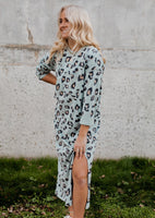 Lets Lounge Leopard Maxi Dress *Blue Grey*