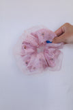 Dual Fabric Floral Jumbo Scrunchie *Baby Pink*