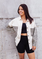 Oh So Smitten Oversized Leopard Denim Jacket *Cream*