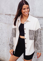 Oh So Smitten Oversized Leopard Denim Jacket *Cream*