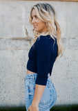 The Staple 3/4 Sleeve Crop *Indigo