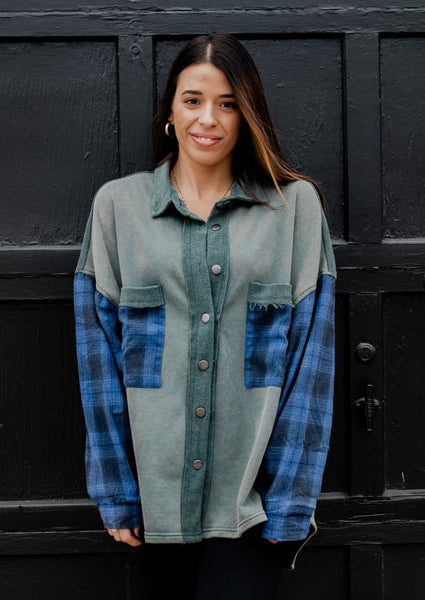 Way Too Cool Green/Blue Plaid Shacket