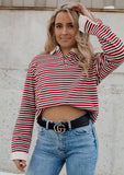 The Grungy Cool Chick Striped Long Sleeve - Red & White