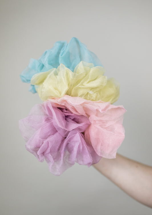 Oversized Tulle Pastel Jumbo Scrunchie Set of 4