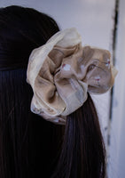 Dual Fabric Floral Jumbo Scrunchie *Tan*