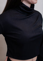 Dream State Ribbed Turtle Neck Crop Top *Black*