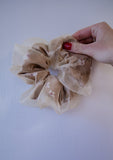 Dual Fabric Floral Jumbo Scrunchie *Tan*