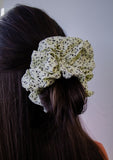 Pale Yellow Dotted Jumbo Scrunchie