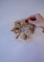 Dual Fabric Floral Jumbo Scrunchie *Tan*