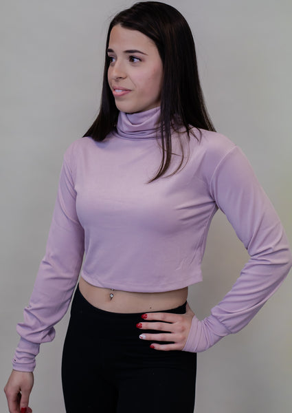 Dream State Ribbed Turtle Neck Crop Top *Lilac*